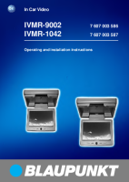 Blaupunkt IVMR-1042 - Owners Manual 